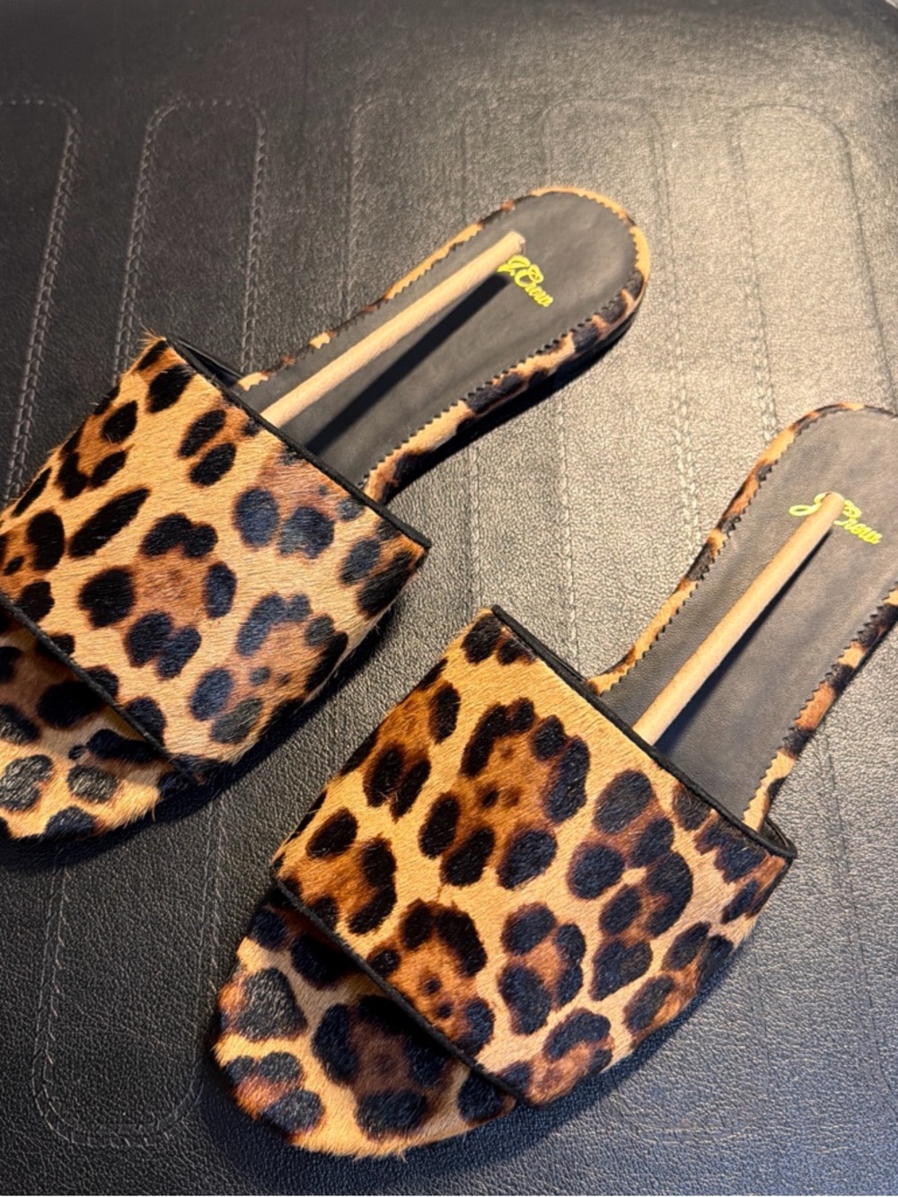 J. Crew Leopard Print Slide Mules in Brown and Black